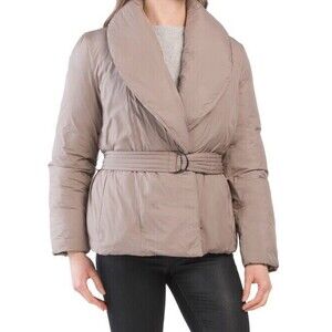 Bernardo Shawl Collar Belted Puffer Jacket In Light Purple Mauve Size XL $229